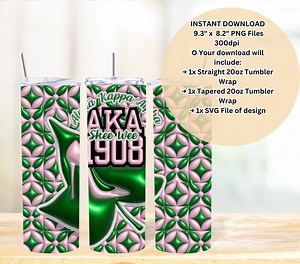 AKA Tumbler Wrap: Alpha Kappa Sorority, Straight & Tapered (PNG, SVG) - Etsy
