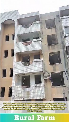 Building Demolition With Concrete Cutting Chain Machinery: Impressive High-Rise Building Demolition