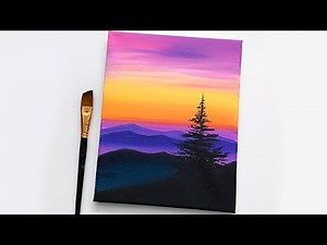 Sunset & Forest Tree | Easy Acrylic Painting Step by Step for Beginners | Sunset Painting Tutorial