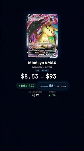 Mimikyu VMAX (Brilliant Stars): $9 Raw, $93 PSA 10, +105% ROI | 4-Year-Old SWSH