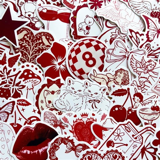 50 Red Valentines Day Stickers, Romance Stickers, Red Romance, Lover Stickers, Valentines Day Love, Planner, Laptop, Phone Case, Galentines - Etsy