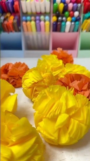 🌼 Easy Paper Marigold Flower | Onam DIY 🌼✨ | Onam Craft Series – Ep 1 #minhwacuties #shorts