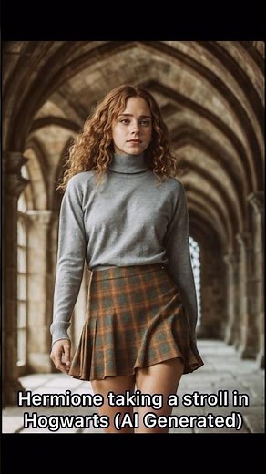Hermione taking a stroll in Hogwarts (AI Generated)