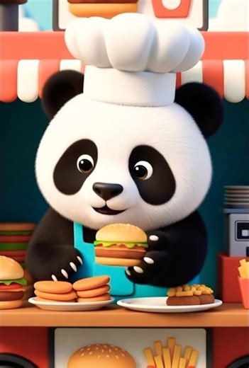 Panda cooking #panda #cartoonanimal #cartoon #kids