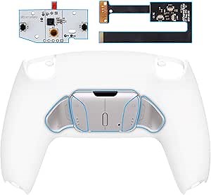 eXtremeRate White Programmable Real Metal Buttons (RMB) Version RISE4 Remap Kit for PS5 Controller BDM 010 & BDM 020, Upgrade Board & Redesigned Back Shell & 4 Back Buttons for PS5 Controller