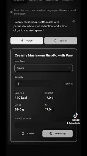 Creamy Mushroom Risotto & Garlic Spinach | Calories & Macros Breakdown