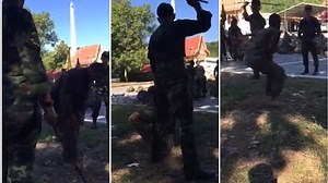Horrific moment soldier gets CANED in army training drill