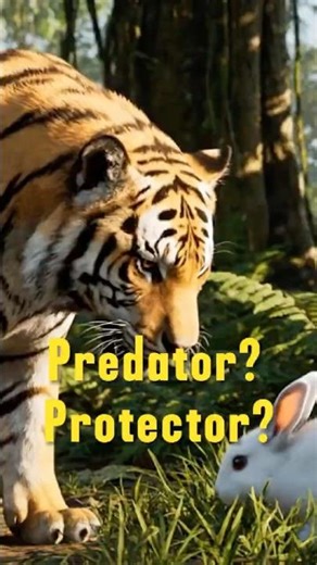 When Tiger Meets Injured Rabbit: Unexpected Ending 🐯❤️🐰 #shorts #animals #unexpected #kindness