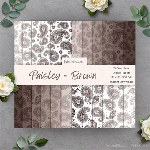 Paisley Seamless Patterns Digital: Paisley Papers (instant Download) - Bandana Pattern | Seamless Papers | Boteh | Brown | PAIS01 - Etsy