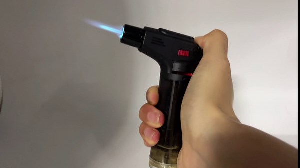 Torch Lighter, 4 Pack of Jet Flame Lighter Refillable Gas Butane Lighter with Visible Fuel Tank, Windproof Adjustable Flame Lighter for Candle, Kitchen, Outdoor, Indoor(Butane Gas not Included)