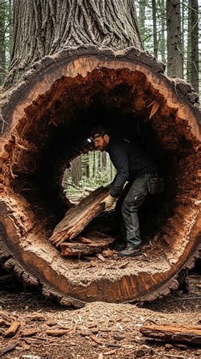 Built a Luxury Cabin Inside a Fallen Tree 🌲 | Full Transformation #shorts #building #asmr