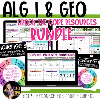 High School Algebra 1 and Geometry Bundle Crack the Code Digital Activities