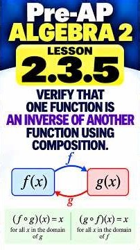 Pre-AP Algebra 2, Lesson 2.3.5 Verify that one function is an inverse of another function using com