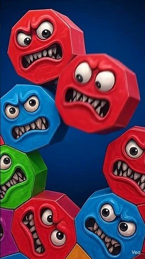 Red Blue Monster Shapes Fight! 😱 Scary Cartoon Short #animation #3danimation #cartoon #art