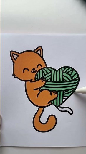 Draw and Color a Cute Kitten 😻 #shorts #howtodraw #cartoon