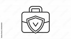 Animated work insurance linear icon. Workplace safety and protection. Employee security. Seamless loop HD video with alpha channel on transparent background. Outline motion graphic animation