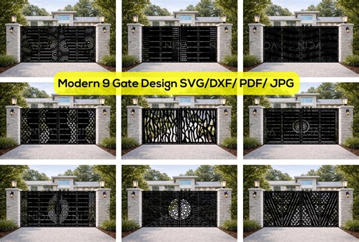 9 Modern Metal Gate Design Svg Dxf Pdf Jpg | Laser Cut Gate Panels | CNC Plasma Fence Pattern | Digital Download - Etsy UK