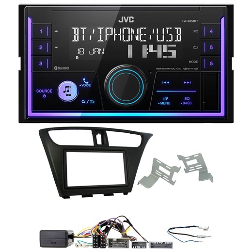 Honda Civic 2012-2015 JVC Double Din Mechless USB, Bluetooth, AUX, iPod/iPhone Car Stereo Upgrade Pack