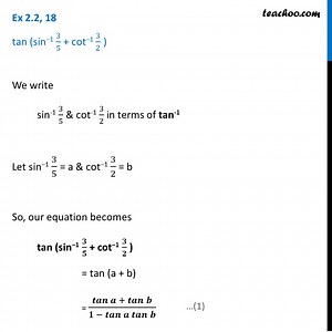 Ex 2.2, 12 - tan (sin-1 3/5   cot-1 3/2) - Class 12 NCERT