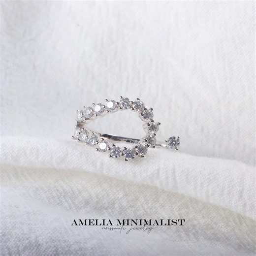 Circle Open End Adjustable Midi Thumb Ring Diamond Bypass Band 18K White Gold 925 Sterling Silver Knuckle Open Ring Wraparound Ring for Her - Etsy