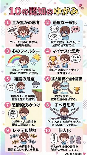 【心の処方箋】毎日が苦しいのは性格のせいじゃない？自分を追い詰める「10の思考のクセ」徹底解説｜認知のゆがみに気づいて「〜すべき思考」から卒業する方法