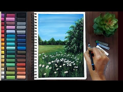 How to Draw Realistic 😱 Meadow Flowers & Leaves (step by step) Tutorial - Soft Pastel Drawing/ Art