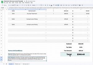 Optometry Services Invoice Google Sheets Template, Editable Vision Care Billing Sheet, Printable Eye Clinic Receipt - Etsy