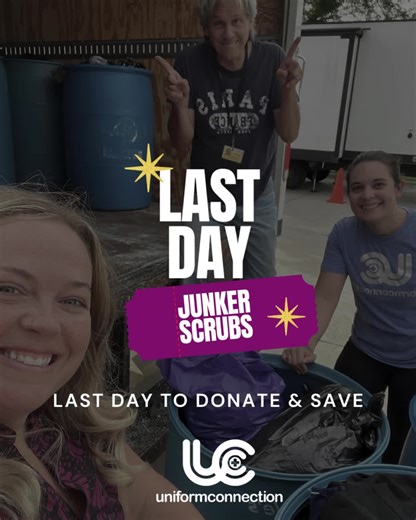Today’s the day! 👋 Our Junker Scrub Trade Event ends TONIGHT. Bring in those old scrubs and turn them into savings before it’s too late ✨ 📍 Uniform Connection | Store Hours Mon-Sat 9a-6p #LastDay #JunkerTrade #JunkerScrubs #UniformConnection #LNK #MedicalScrubs #Doctor #StudentNurse #NebraskaNurse #VetTech #LPN #RN #Scrubs #ShopSmall #SupportLocal #NebraskaScrubs