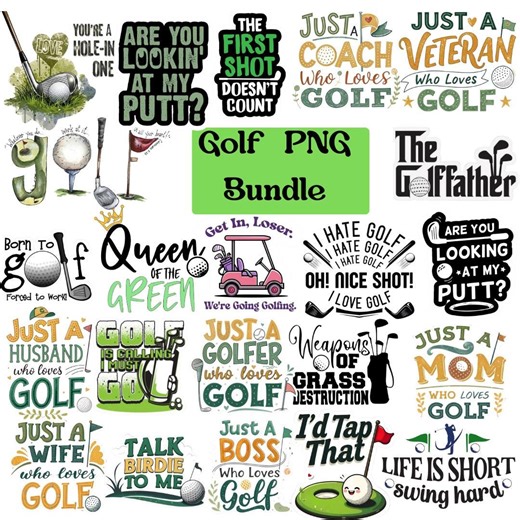 Retro Golf PNG Bundle, Clipart for Shirts, Stickers (digital Download) - Etsy