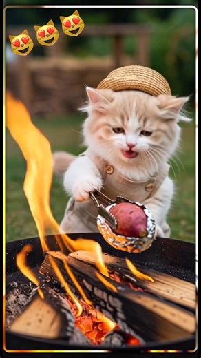 Kitten cooking sweet potato 🍠😻🐾 #kitten #cooking #cute #AI #fblifestyle #reels #viral #trend #viralreels #fbreels #fypviralシ #fypシ゚ #fyp #goodvibes #highlights #everyone #friends #followers #love | Helen Tan