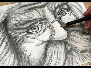 REAL TIME tutorial on drawing a Santa Clause face - realistic
