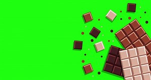 Chocolate bars animation. Realistic Chocolate Bar with Pieces. Milk, dark and white chocolate bars,