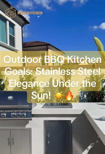 Outdoor BBQ Kitchen Goals: Stainless Steel Elegance Under the Sun! ☀️🔥 Mid-January blues got you dreaming of spring BBQs already? This sleek outdoor stainless kitchen is your 2026 backyard upgrade – elegant, weather-proof, and ready to host! Hook: Epic drone-like pan from blue sky → close-up zoom on gleaming stainless grill & drawers → quick cuts to hidden storage reveal & marble-look countertop → fun text “Winter? What winter? BBQ season never ends!” Premium elegant kitchen cabinet collection 