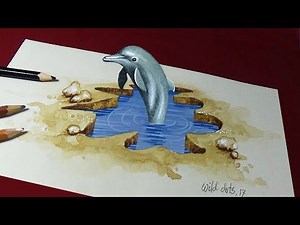 How To Draw A 3D Dolphin | 3d Art | Optical illusion |