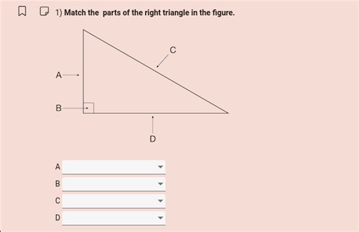 Match the parts of the right triangle in the figure.  (Diagram ... | Filo