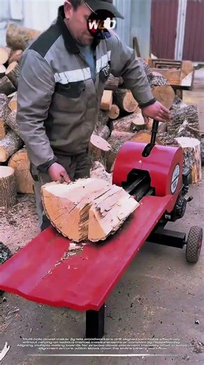 Heavy timber processing workflow: Fast hardwood splitting uses gas-powered hydraulic log splitter