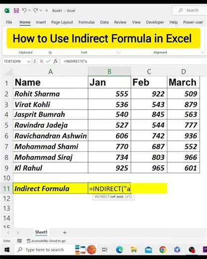 Excel New tricks Indirect Formula in Excel