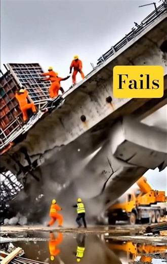 Camera NOTICES Something WRONG - Tries to WARN Workers Before Bridge COLLAPSES #shorts #viral
