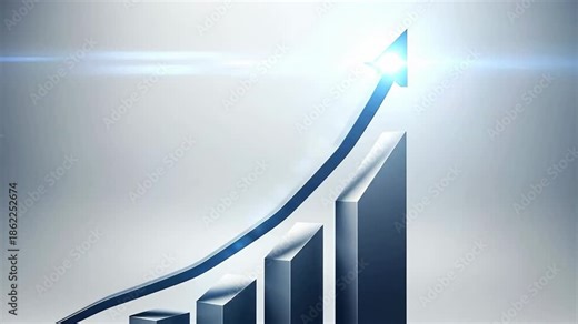 Abstract upward moving graph with arrow showing growth and financial success.