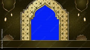 animated luxury arabic islamic background , muslim mosque , islamic design video template for the Holy Quran , 4K green screen Loop Animation