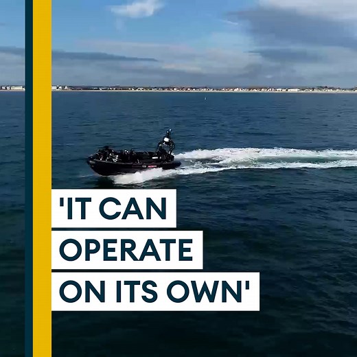Take a look Royal Navy's new autonomous Rigid Inflatable Boat. ⚓ The PAC 24 RIB has a .5 machine gun, laser range finders and a shot detection system. 🌊 | Forces News