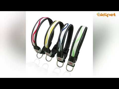 Wave Pattern Led Light Rechargeable Nylon Dog Collar LED Shining Dog Collar C12