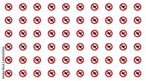 Kangaroo Prohibition Signs Appear with a Bouncing Animation. No Symbol Overlay Appearing. Control and Limitations Involving Australian Wildlife. 4K Infographic Background Motion Graphics