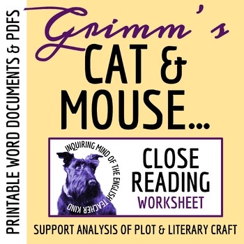 "Cat and Mouse" Close Reading Worksheet | Brothers Grimm Fairy Tale | Fable