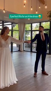 A-line wedding dress is actually the easiest style when it comes to lifts 🥹💚 The flowy skirt gives you freedom to move and makes every lift look twice as magical ✨ We’ve picked 3 stunning lifts that feel unforgettable✨✨ Your guests will be in awe and you’ll have that movie moment you’ve always dreamed of 🥹 Which lift steals your heart the most? Tell us in the comments and then go try it with your partner 🔥🔥 Ready for more First dance tutorials? Before You, The Night We Met and Die With A Sm
