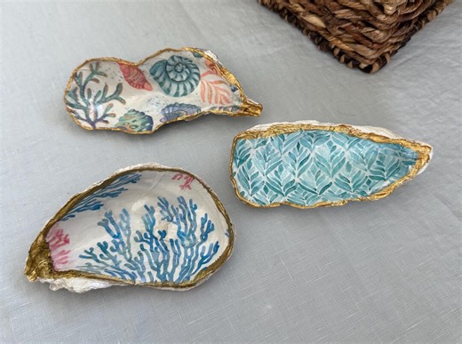 Coastal Oyster Shell Jewelry Ring Tray - Etsy