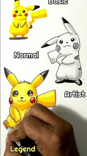 Drawing Pikachu in Different Styles #pokemonart #pokemondrawing