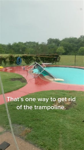 Texas Storm Destroys Trampoline in Minutes