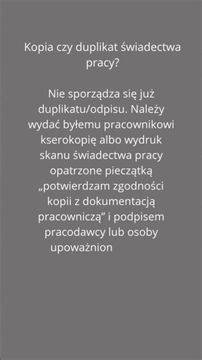 Kopia czy duplikat świadectwa pracy #kodekspracy