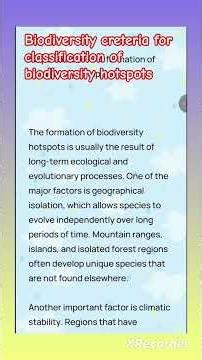 biodiversity creteria for classification of biodiversity hotspots